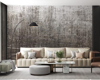 Mural de pared con textura industrial, papel pintado con efecto hormigón, decoración moderna de loft para restaurante u oficina.