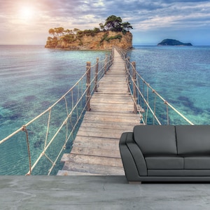 The Road To The Island 3D Wall Mural / De Weg Naar Het Eiland 3D Fotobehang / Der Weg zur Insel 3D Wandbild / Foto Papel Tapiz / Poster