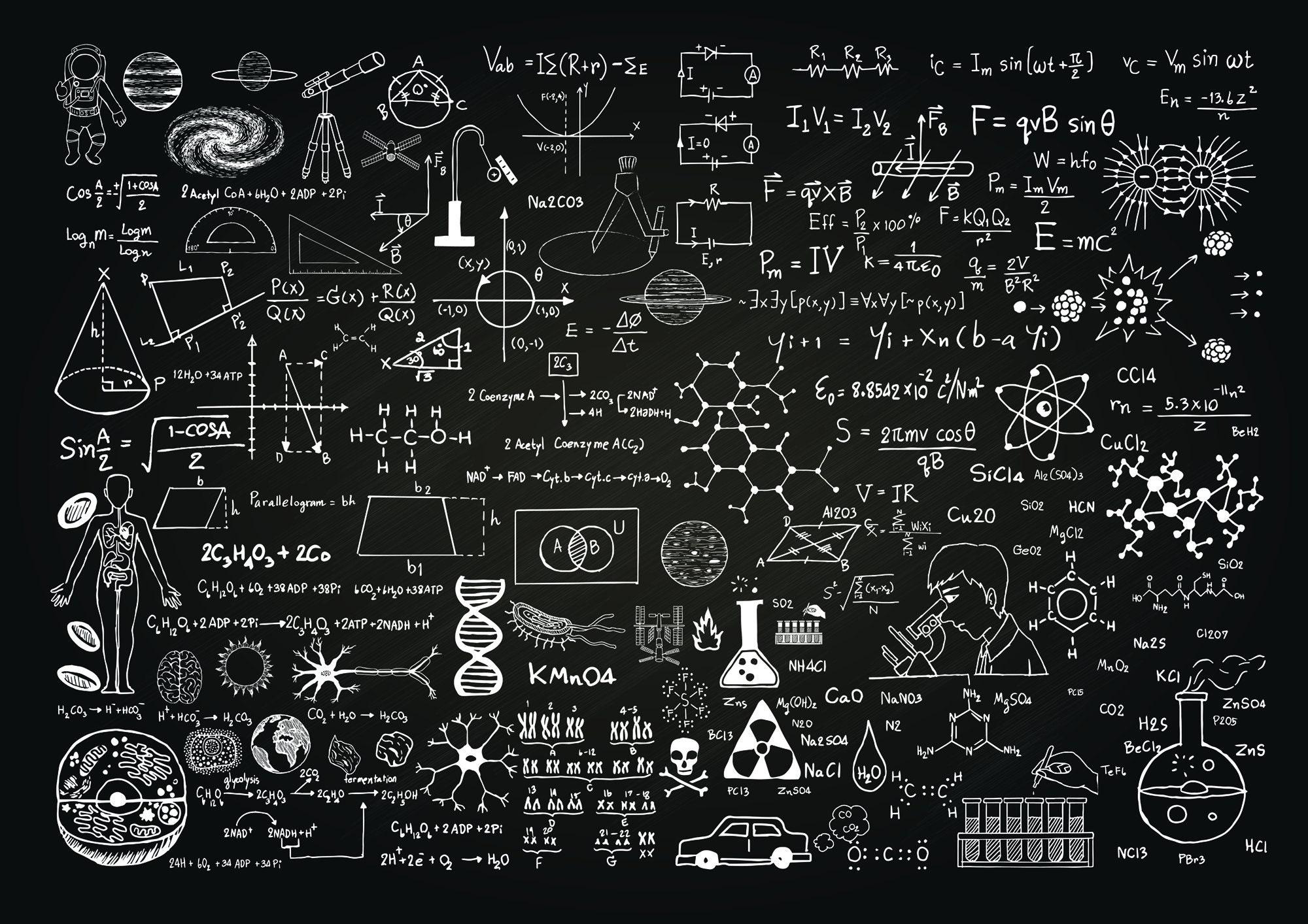 Scientific Formulas Wallpaper Mural Physics Chemistry Biology ...