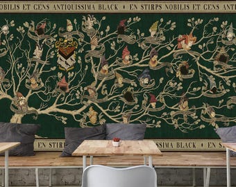 Schwarze Stammbaum Tapete Wandbild, Zauberwelt und Magie Poster Wand Kunst Dekor