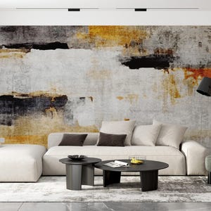 Rustic Strokes Abstract Art Wallpaper Mural - Textured and Earthy Wall Decor for Living Room, Bedroom, or Office Interiors