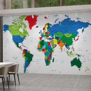 オフィス用世界地図壁紙 / Wereldkaart Behang VoorKantoren / Weltkarte Tapete für Büros / Carte Du Monde Papier Peint / ポスター
