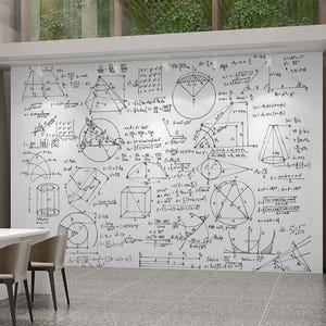 Wiskunde geometrie behang muurschildering, educatieve formule muur decor poster voor klas, kantoor, studeerkamer