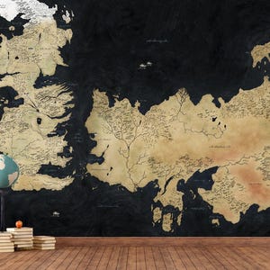 Game Of Thrones Map Wallpaper Wandbild, Westeros Alte Karte für Büro, Wohnzimmer