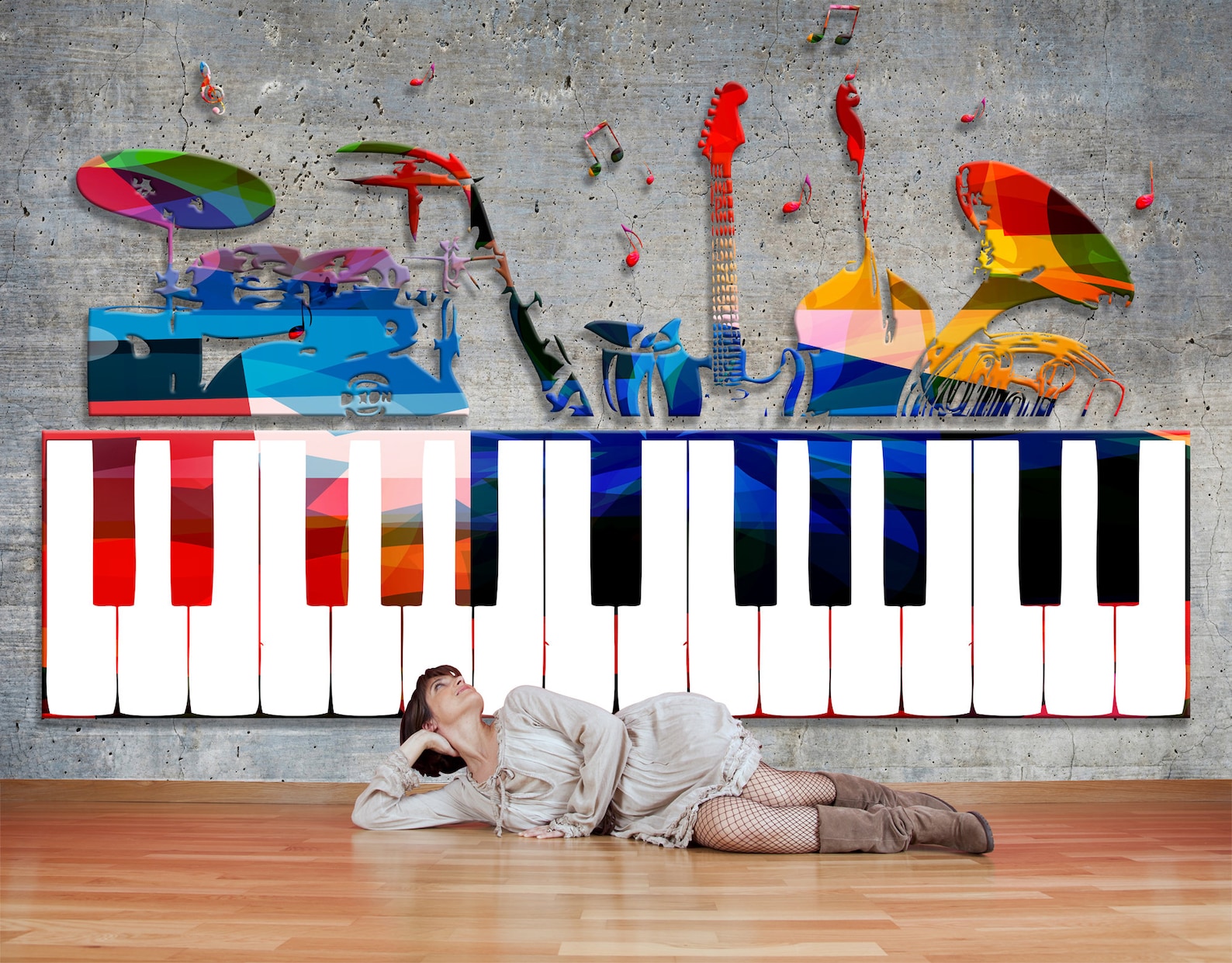 Music Instruments Wallpaper Mural / Music Room Wallpaper / Etsy