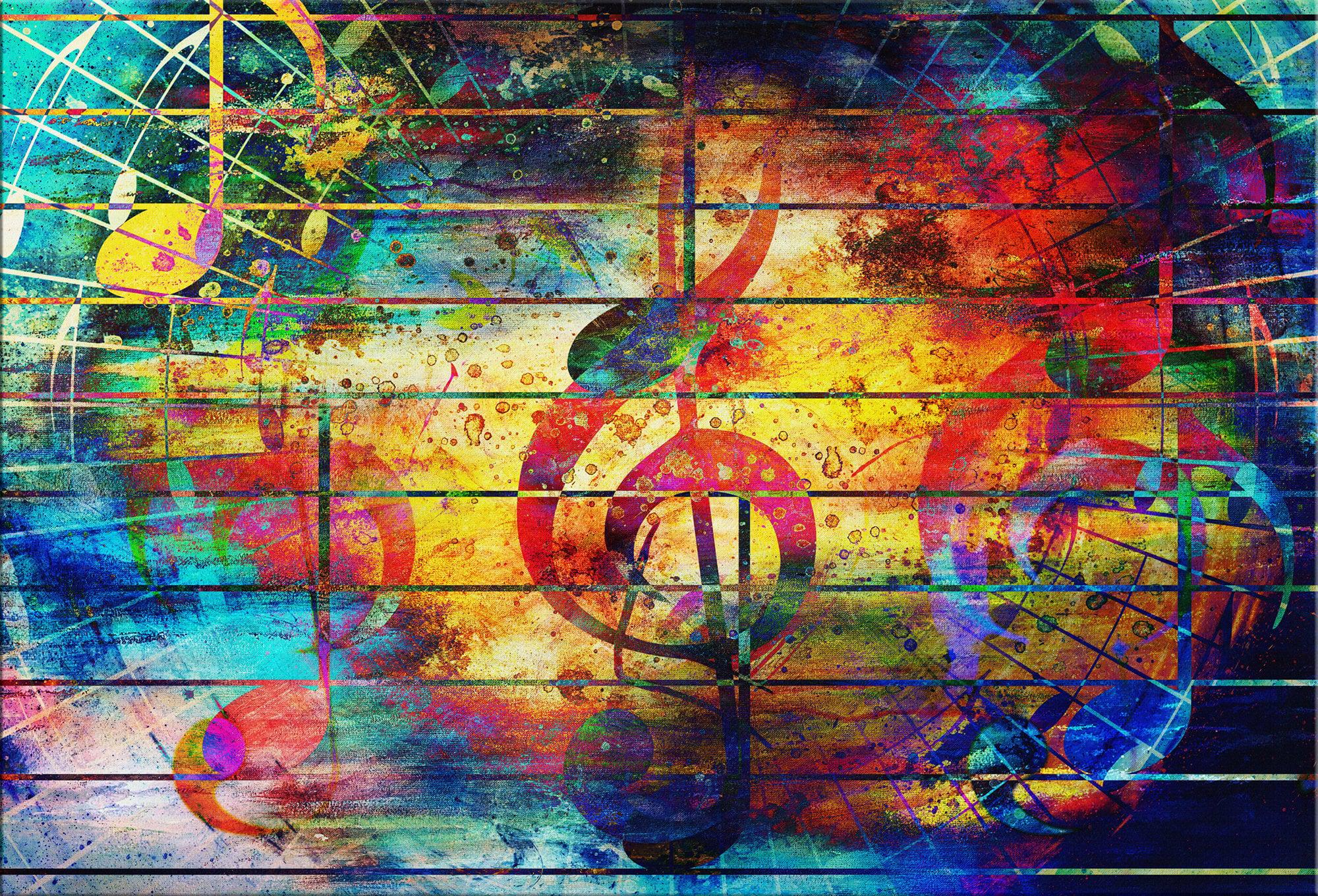 Colorful Music Notes Abstract Art Wallpaper Mural for Music Studio
