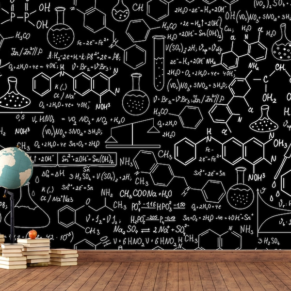 Chemical Formulas Wall Mural / Chemische Formules Fotobehang / Chemische Formeln Wandbild / Papier Peint / Poster