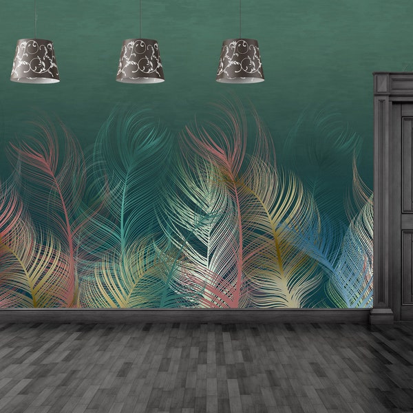 Exquisite Peacock Plume Paradise Wallpaper Mural | Stunning Exotic Feathered Wall Decor for Elegant Interiors and Luxurious Spaces