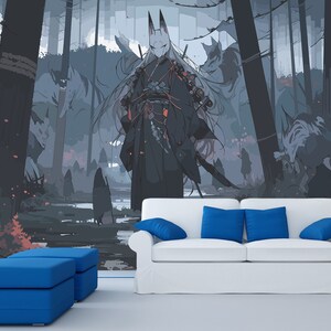 Verzaubertes magisches Waldmonster Mystique Tapetenwandbild | Anime-Fantasy-Szenen-Poster für skurrile Wanddekoration und verträumte Atmosphäre