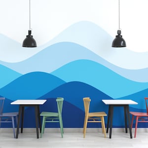 Ocean Waves Abstract Art Wallpaper Mural - Coastal and Serene Wall Decor for Living Room, Bedroom, or Office Interiors