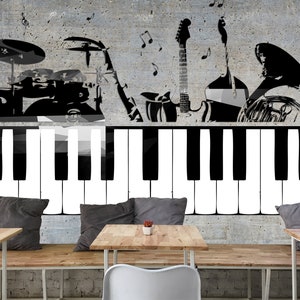 Music Instruments Wallpaper Mural / Musical Wallpaper / Music Wall Art Poster / Music Theme Mural / Special Design Wallpaper