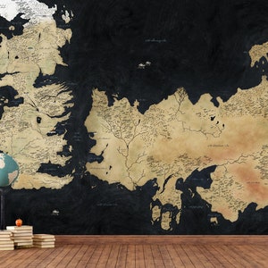 Game Of Thrones Karte Tapete Wandbild / Winter Is Coming / Königin der Drachen / Westeros Alte Karte / The Game Of Thrones Wandbild