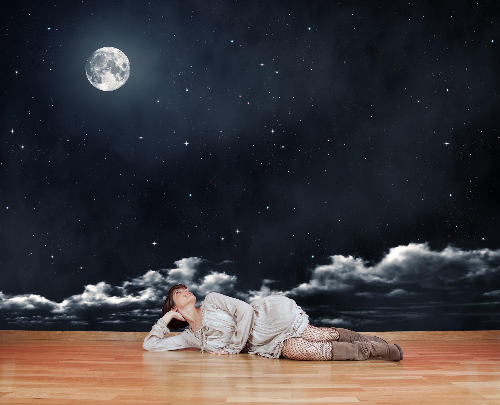 Carta da parati murale con cielo stellato notturno, poster spaziale e galattico per camera da letto, soggiorno e cameretta dei bambini - Italia