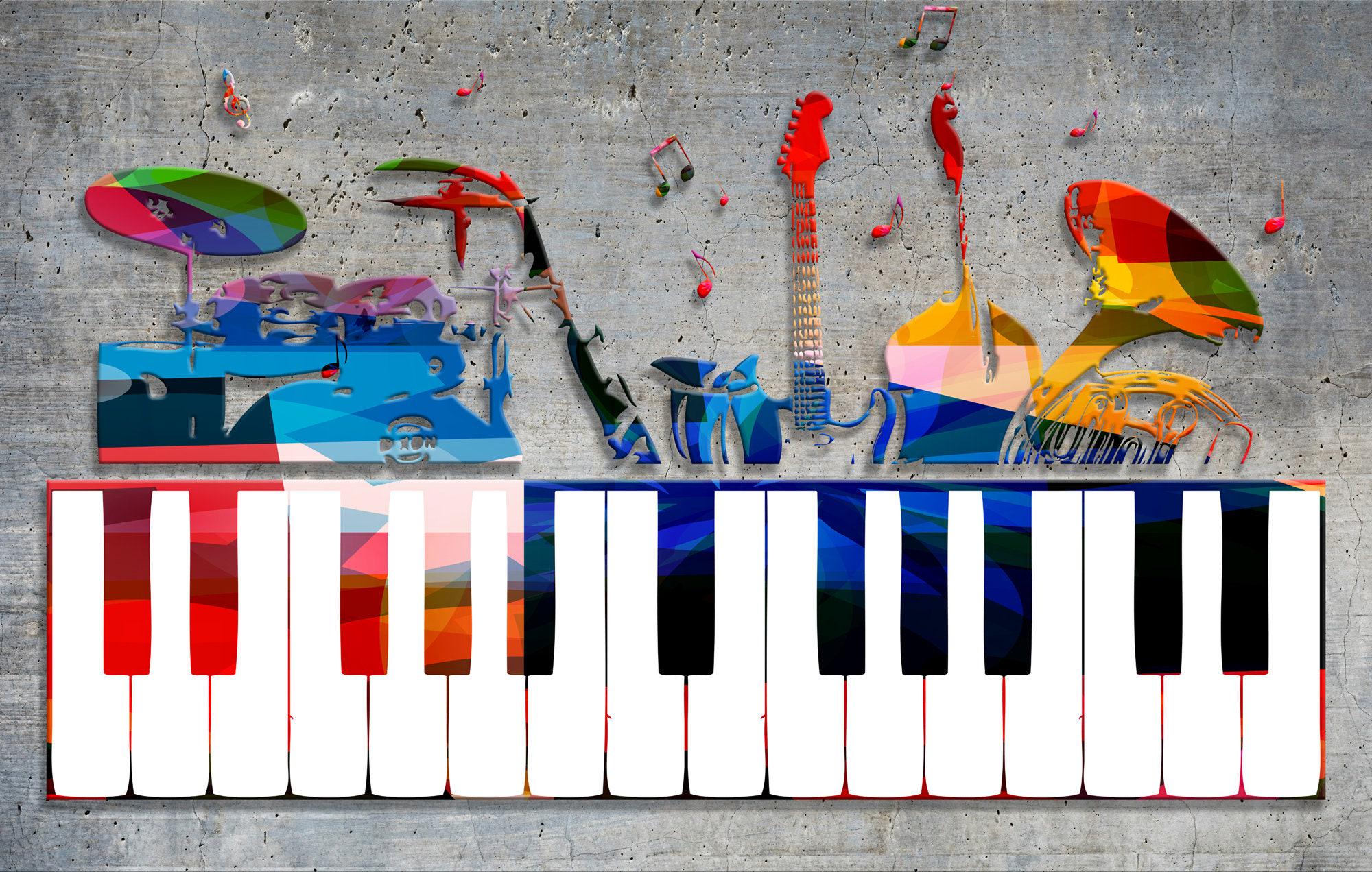 PLIGREAT 2 fogli Adesivi murali colorati per note musicali Ink Splash Music Notes Decalcomanie murali Decorazioni murali in vinile rimovibili per la cameretta da letto Studio musicale