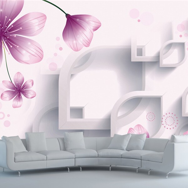 Living Room Style - Floral Wallpaper / Woonkamer Stijl - Bloemen Behang / Wohnzimmer-Stil - Blumentapete / Fleurs Papier Peint / Poster