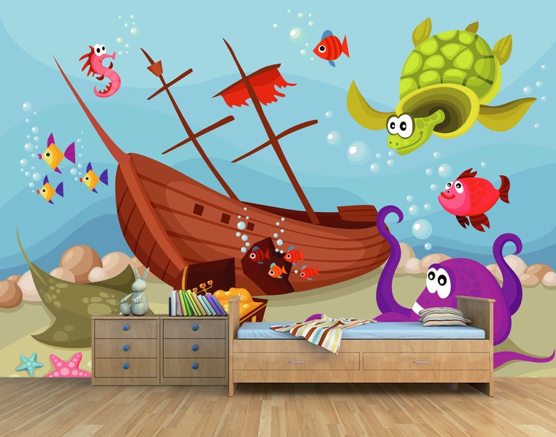 Under the Sea Kids Room Wallpaper / Onder De Zee Kinderkamer Etsy