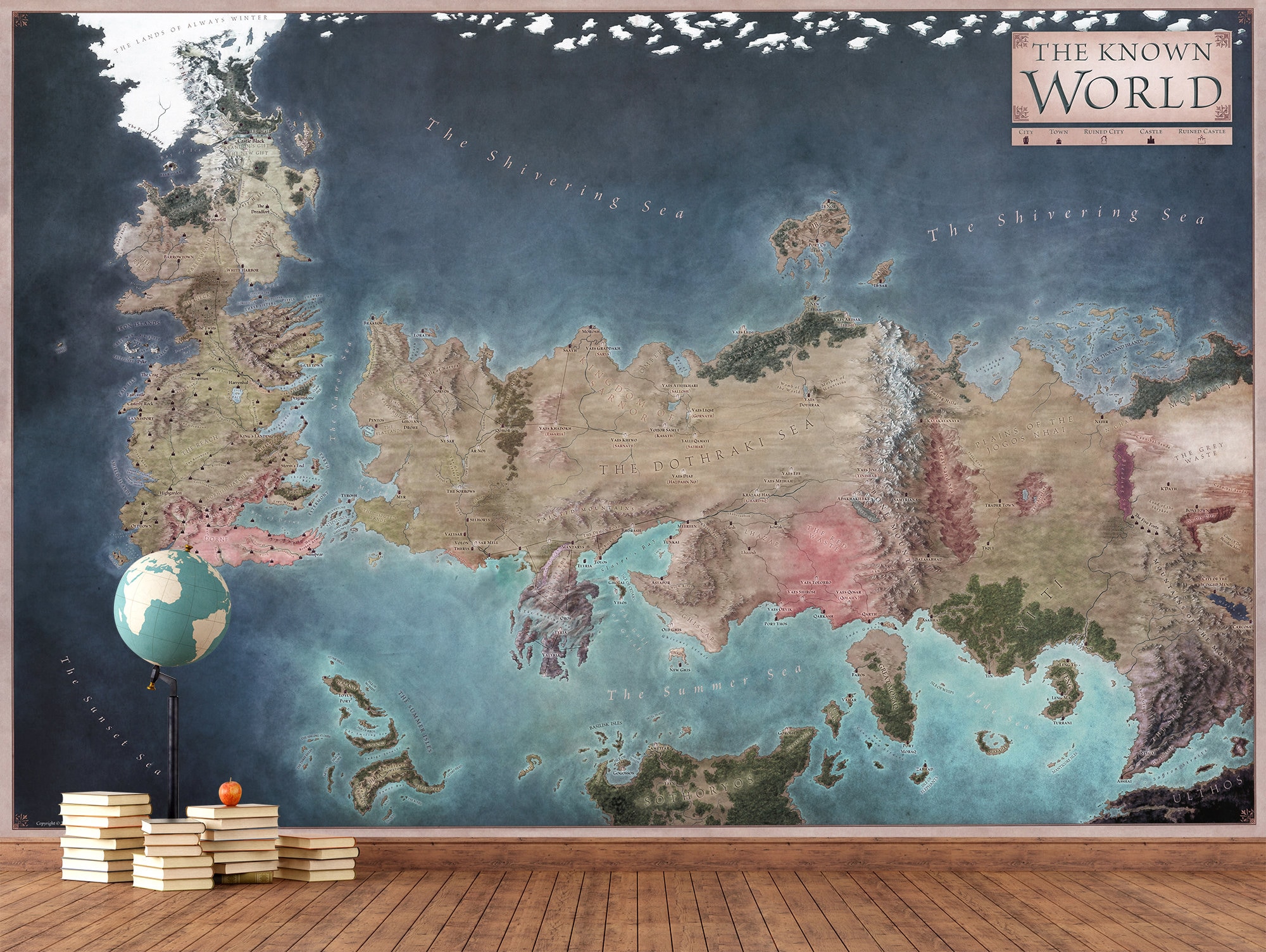 Game Of Thrones Map Wallpaper Mural / Westeros Map Wallpaper / The