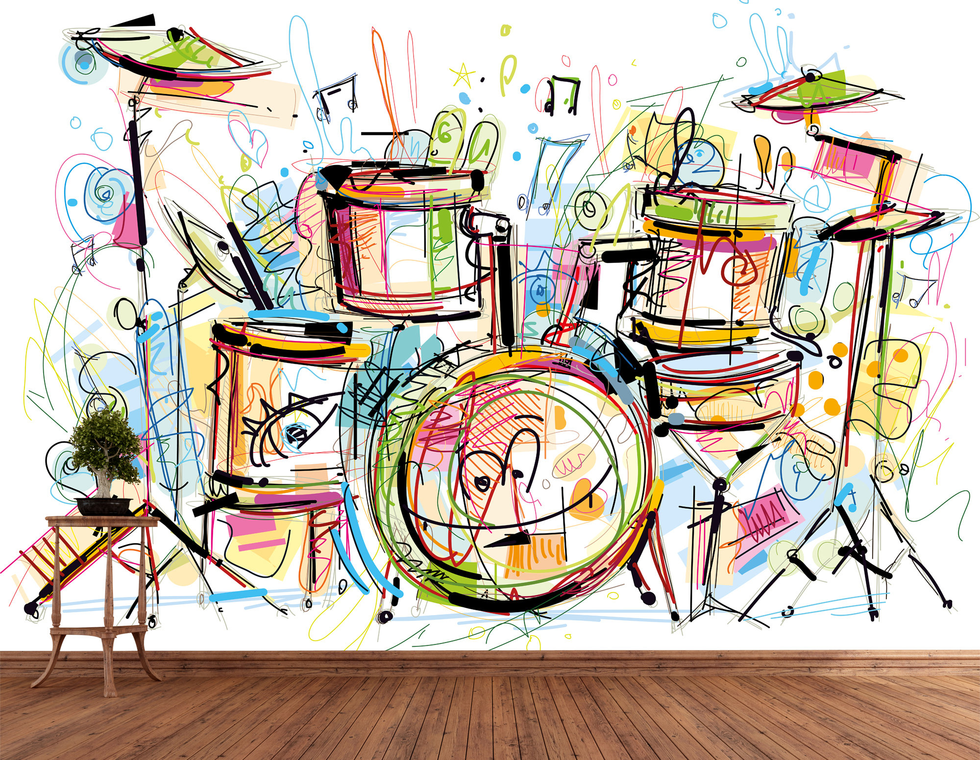 Colorful Drums Music Wallpaper / Kleurrijke Drums Muziek Behang / Bunte  Trommeln Musik Tapete / Papier Peint / Poster, image size:2000x1552