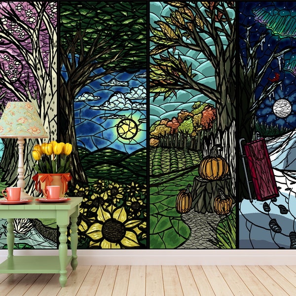 Four Seasons Wall Murals / Vier Seizoenen Fotobehang / Vier Jahreszeiten Fototapete / Papier Peint / Poster