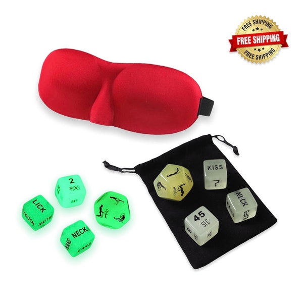 Role playing timer dice game set bachelorette, party, couples, fun, glow in the dark