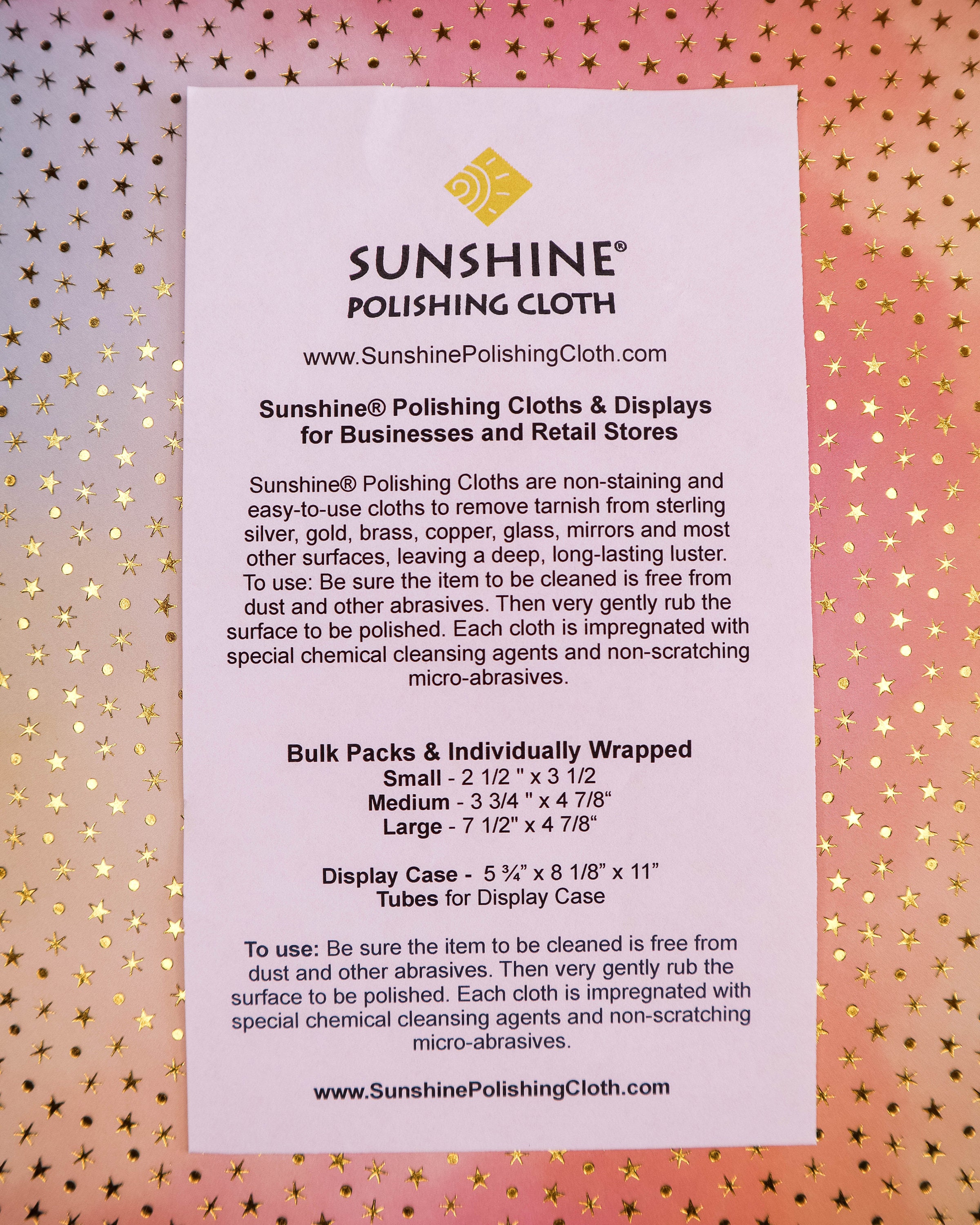 Sunshine Polishing Cloths, Bulk Pack, for Silver, Gold, Brass and Copper  Jewelry (5 Pack)