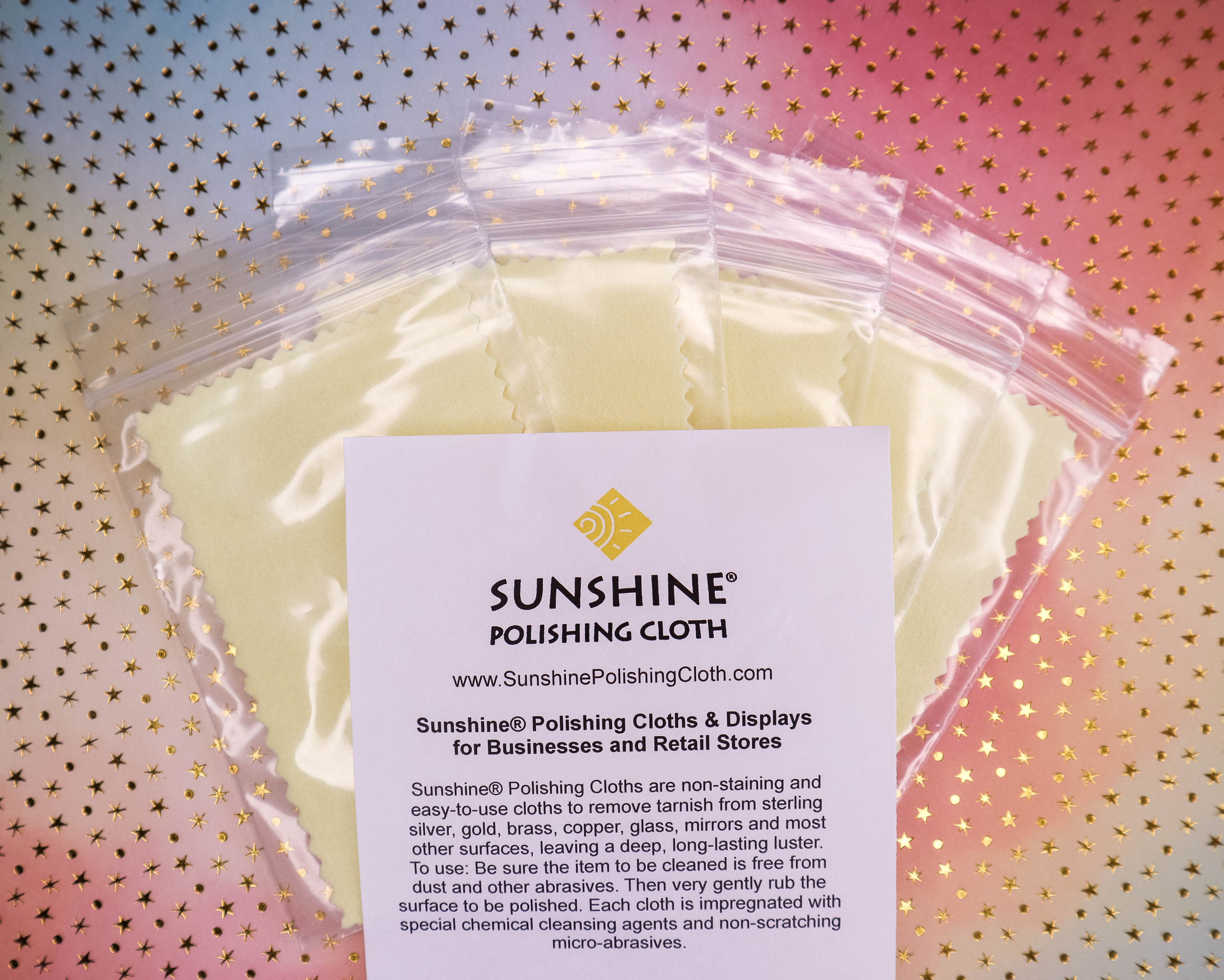 Sunshine Polishing Cloths, Bulk Pack, for Silver, Gold, Brass and Copper Jewelry (10 Pack)