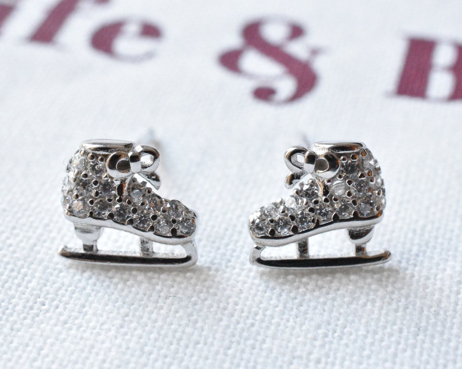 Sterling Silver Dainty Ice Skate Stud Earrings Ice Skating Etsy