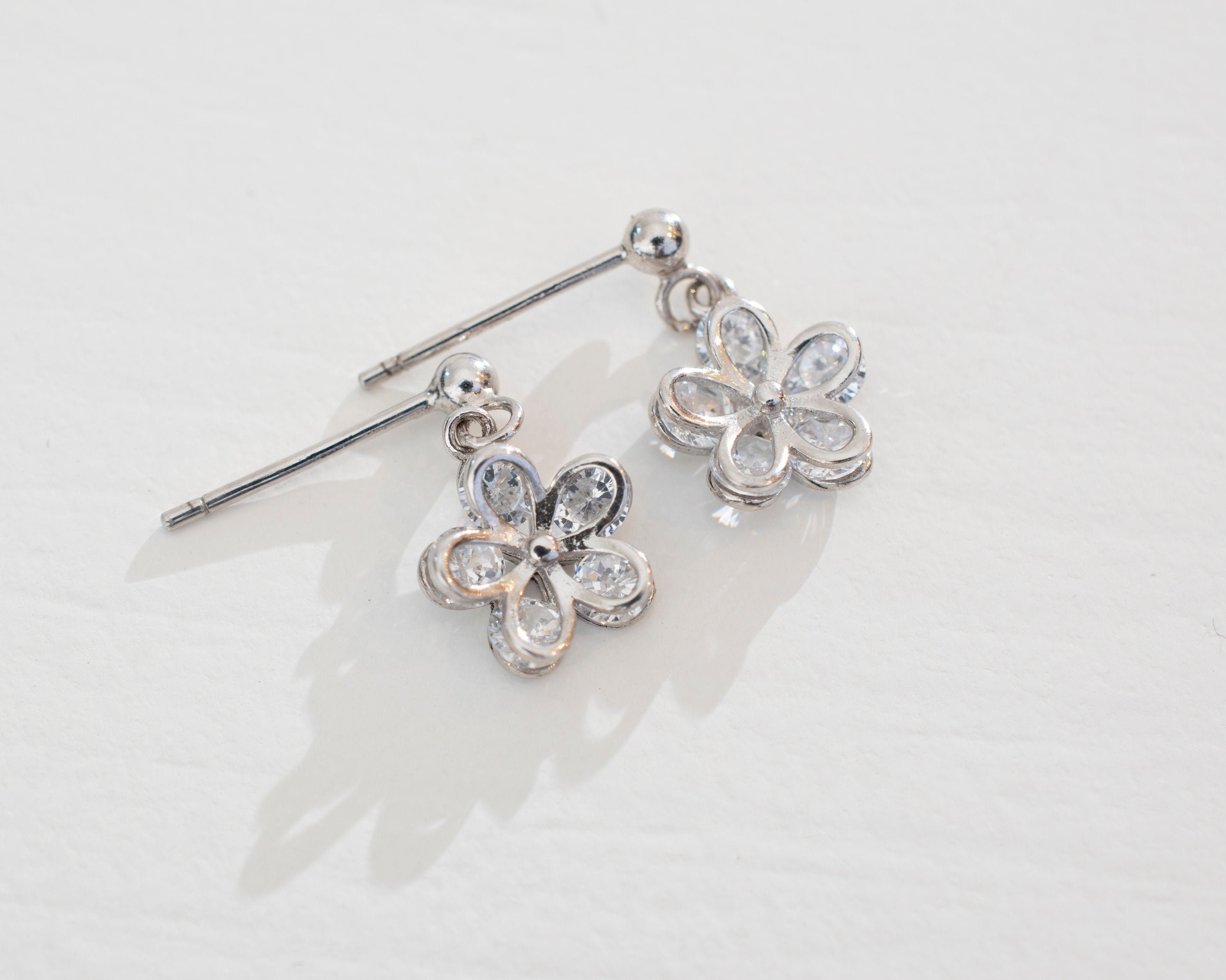 dainty silver drop earrings