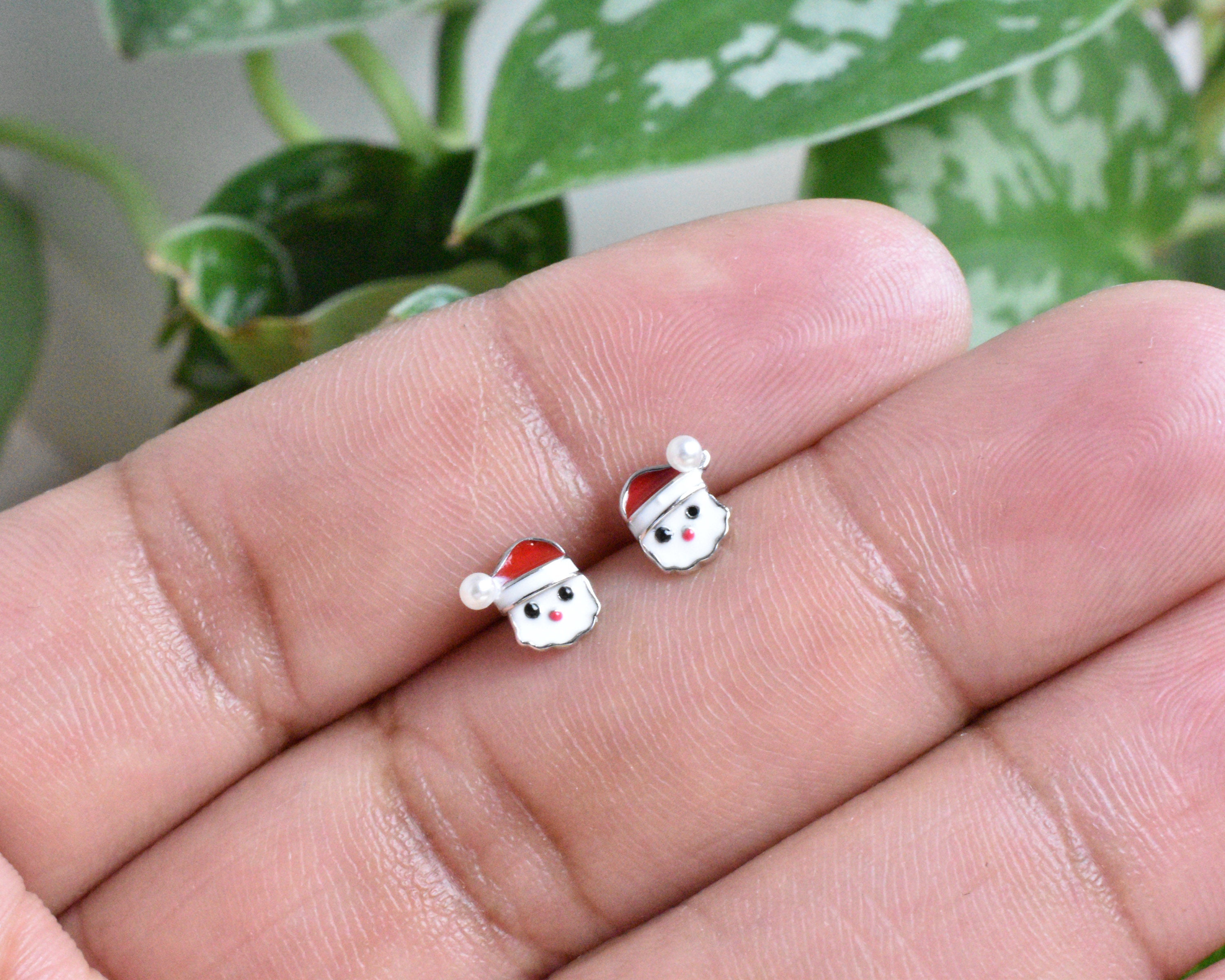 Santa Claus Earrings Sterling Silver Stud Earrings Etsy