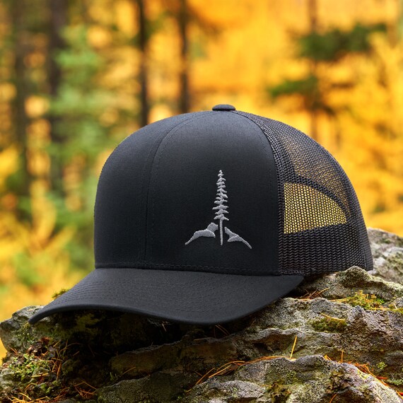 LARIX Trucker Hat, Wild Bigfoot Hat, Black Sasquatch Hat Bigfoot