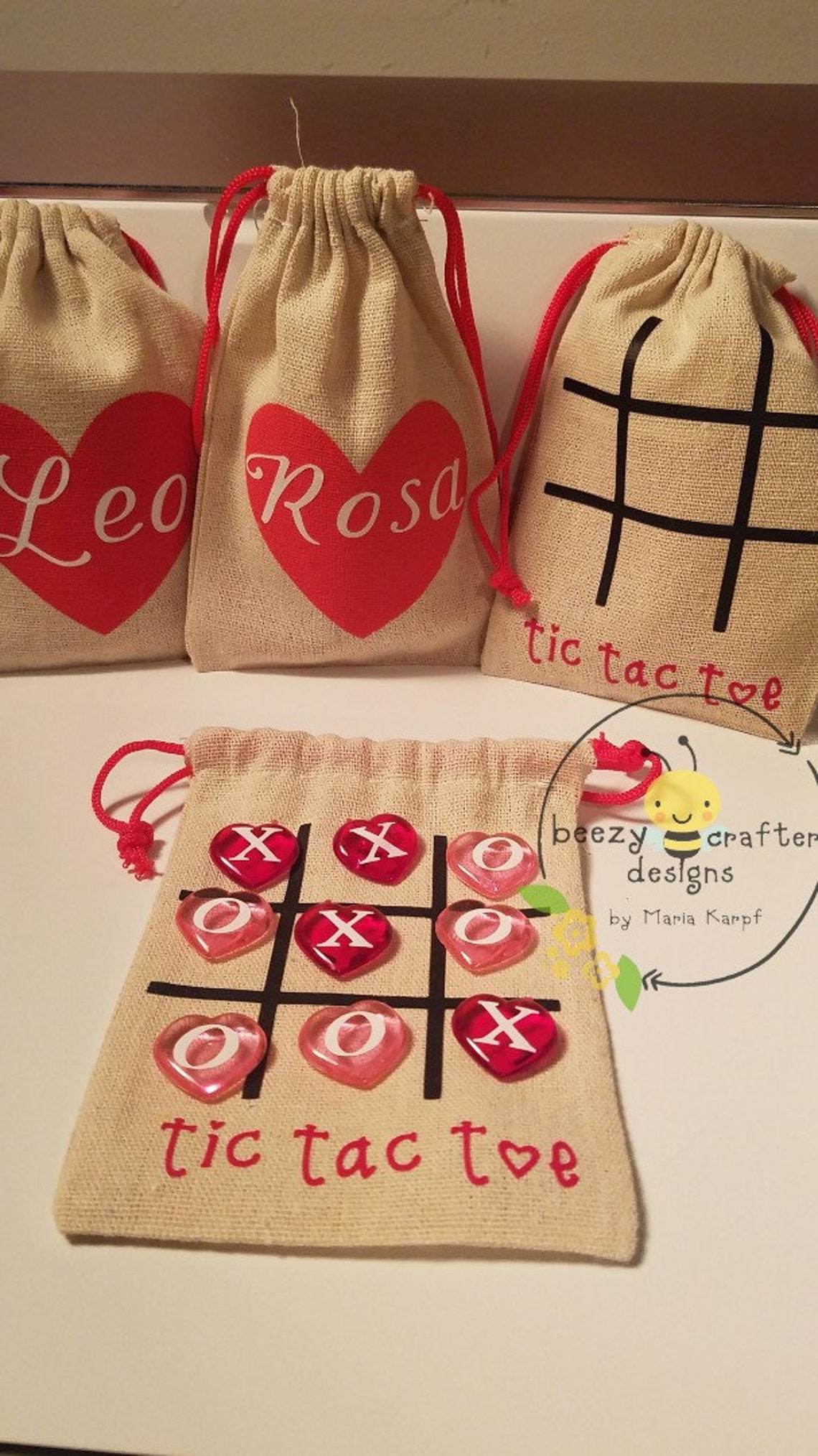 Personalized tic tac toe bag children's board games Etsy