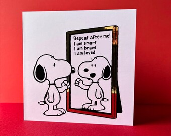 Snoopy Affirmation Card | Motivational Exam Good Luck Friendship Greeting