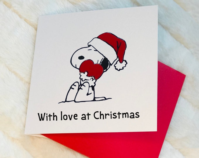 Christmas Card: Retro Snoopy Inspired Design Personalise for friends, family and loved one