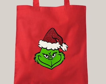 "Merry Grinchmas” glittery Tote Bag