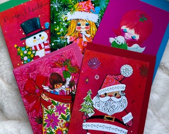 1970s Style Kitsch Christmas Cards x 10 - Pack 2