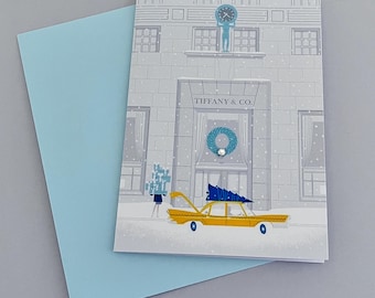 New York Christmas Cards - Handmade with Sparkling Crystal Gems