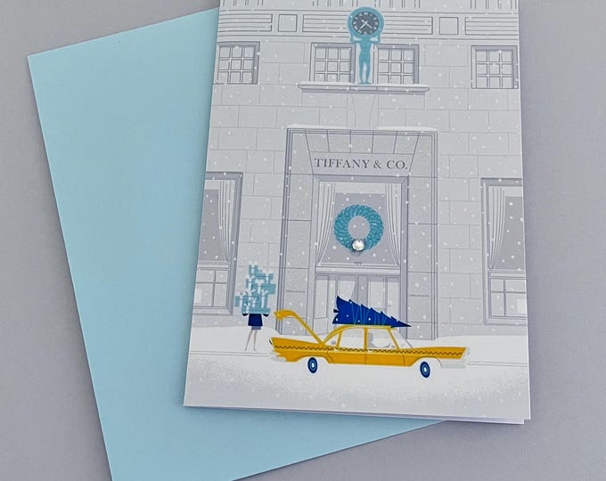 New York Christmas Cards - Handmade with Sparkling Crystal Gems