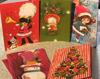 1970s Style Kitsch Christmas Cards x 10 - Pack 1