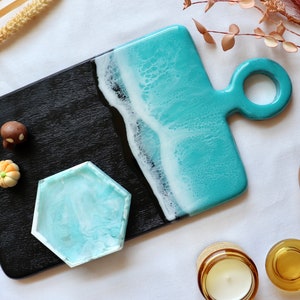 Black Mango Dominican Republic Board. Resin Ocean Charcuterie Platter.