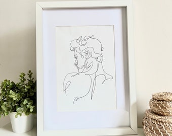Male Figure Back Line Drawing | Male Body Line Art | Abstract Minimalistic Wall Decor | Drawn by Hand