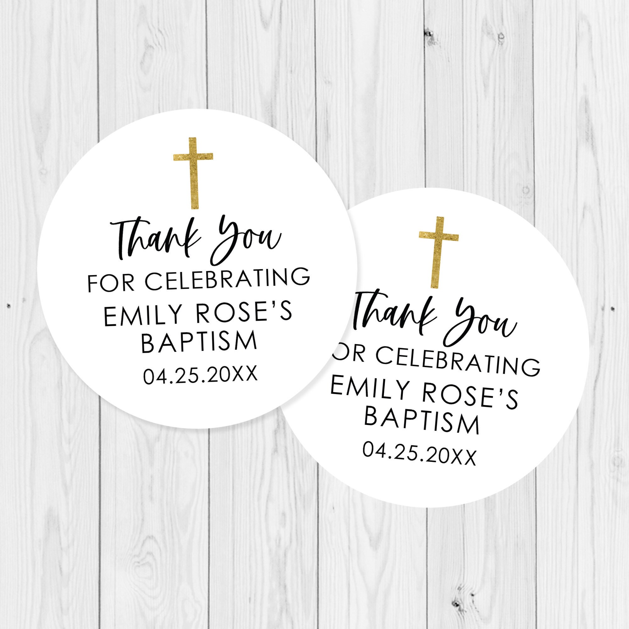 Baptism Stickers PRINTED Gold Cross Personalized Communion Etsy