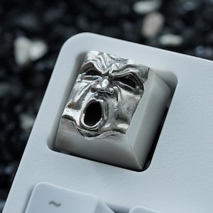 Sterling Silver The Wrath - Premium Keycap / Mechanical Keyboard / Artisan Keycap Gothic Metal Face from Keyrelic / Premium Gift PC Ag .925