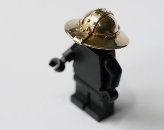 Solid Metal Bronze Minifigure Medieval Kettle Helmet - Lego Compatibile / Gold / Helm / Golden / Bronze / Shiny / Minifig / Premium
