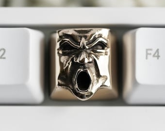 The Wrath – Premium Solid Bronze Keycap / Klawiatura mechaniczna / Klawiatura Artisan / Metalowa twarz w stylu gotyckim od Keyrelic / Angry Face