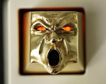 The Wrath - Premium Solid Brass Keycap with RGB shine through Eyes for Mechanical Keyboard Cherry MX switches