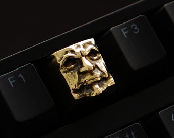 The Judge - Premium Solid Brass Keycap / Mechanical Keyboard / Artisan Keycap Gold Key Gothic Metal Face Keyrelic / Captain Enoch Inquisitor