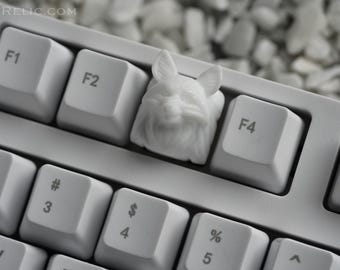 White Arctic Fox Artisan Keycap - KeyRelic Artisan Resin Fox Keycap for Mechanical Keyboard / Gift for Gamer