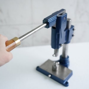 Vintage Large Restored Cast Iron Royal Blue Rivet Press / Spindle Press  - Leatherwork / Gift for Crafters / Eyelet Gromet Upcycled
