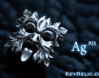 Greenman - Premium Solid Sterling SILVER 925  Keycap for Cherry MX/ Mechanical Keyboard / Artisan / Gothic / KeyRelic / Architecture / Gift