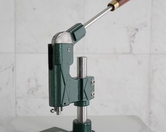 Vintage Large Restored Cast Iron Dark Green Rivet Press / Spindle Press  - Leatherwork / Gift for Crafters / Eyelet Gromet Upcycled